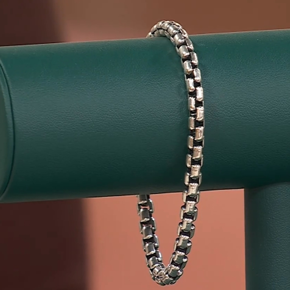 JAI Sterling Silver 5.3mm Round Box Chanin Bracelet, 18.2g